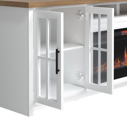 Laurel Foundry Modern Farmhouse Brixham 97" Fully Assembled TV Stand with Electric Fireplace